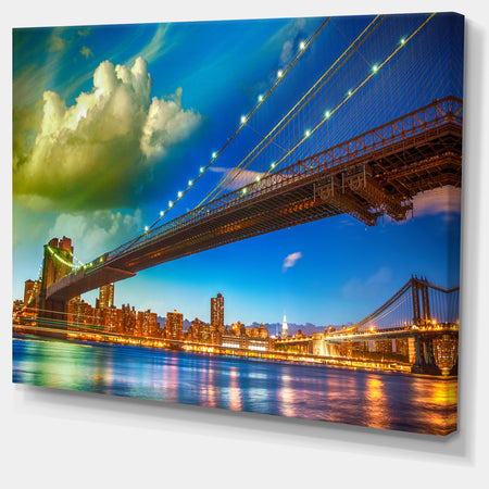 Brooklyn Bridge with Cloud in Sky - Cityscape Photo Canvas Print
