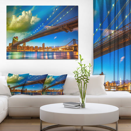 Brooklyn Bridge with Cloud in Sky - Cityscape Photo Canvas Print
