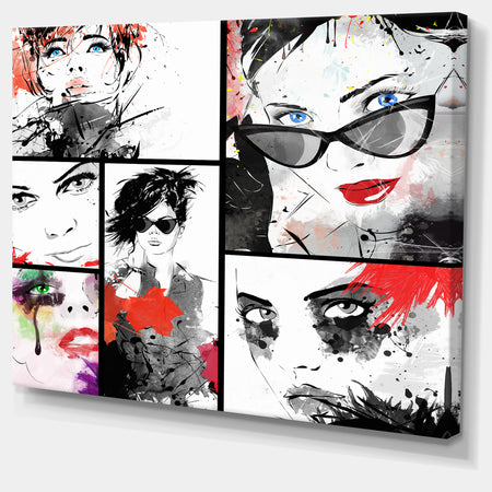 Beautiful Faces Collage - Portrait Digital Art Canvas Print