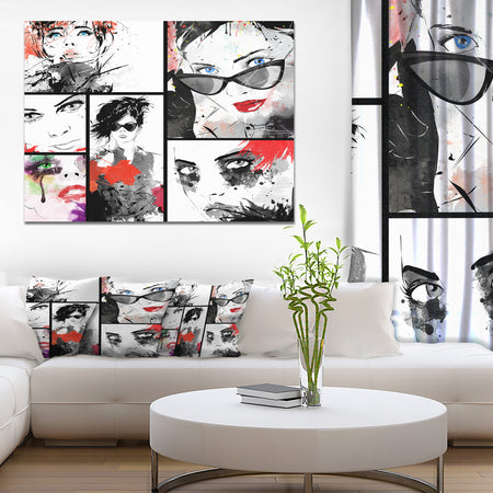 Beautiful Faces Collage - Portrait Digital Art Canvas Print