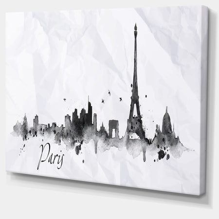 Paris with Eiffel Silhouette - Cityscape Painting Canvas Print