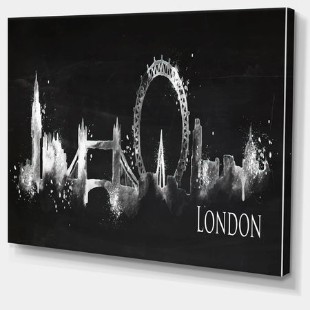 London Dark Silhouette - Cityscape Painting Canvas Print