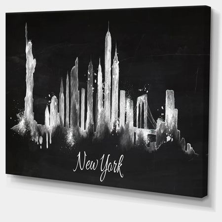 New York Dark Silhouette - Cityscape Painting Canvas Print