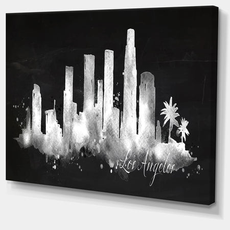 Los Angeles Dark Silhouette - Cityscape Painting Canvas Print