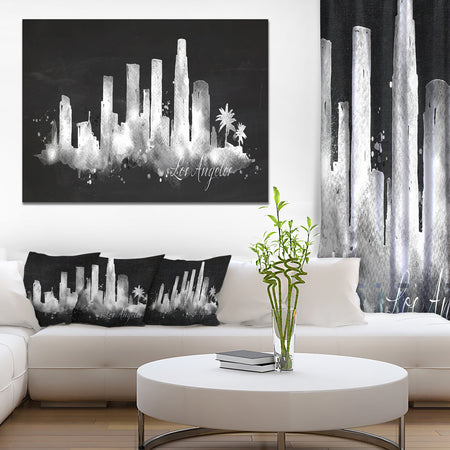 Los Angeles Dark Silhouette - Cityscape Painting Canvas Print