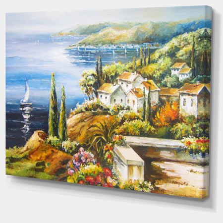 Sailing Boat Remote View - Seascape Painting Canvas Print
