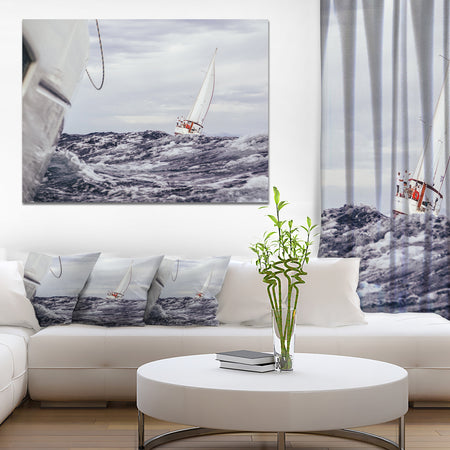 Storm While Sailing - Seascape Painting Canvas Print
