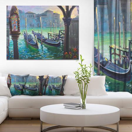 Gondolas in Venice - Landscape Painting Canvas Print
