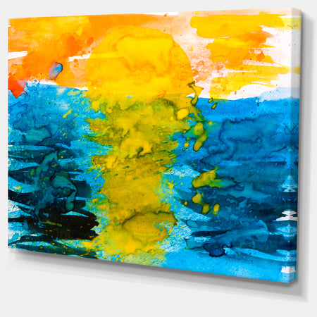 Sea Texture in Yellow Blue - Abstract Painting Canvas Print