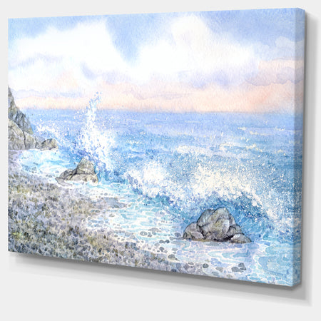 Blue Watercolor Waters - Seascape Canvas Art Print