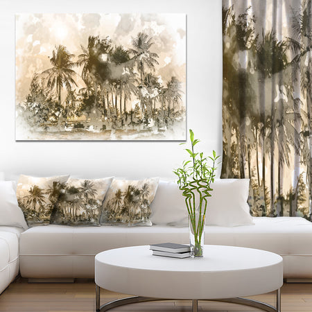 Dark Palms at Sunset - Landscape Canvas Art Print