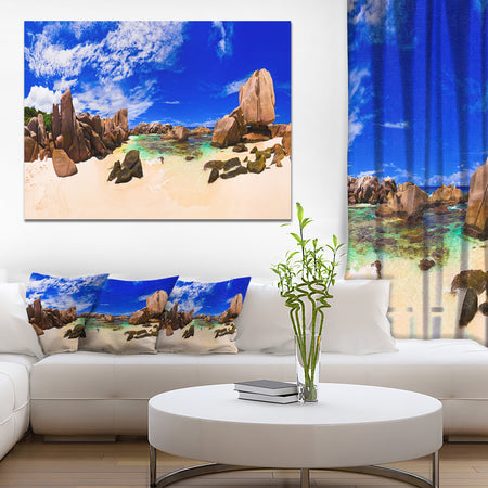 Tropical Beach at Seychelles - Landscape Photo Canvas Print