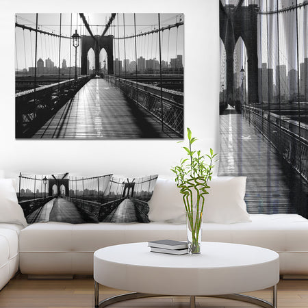 Dark Brooklyn Bridge - Cityscape Photo Canvas Print