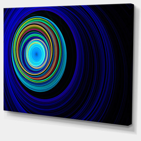 Endless Tunnel Blue Ripples - Abstract Digital Art Canvas Print