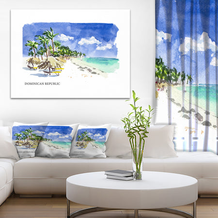 Dominican Republic Vector Illustration - Cityscape Painting Canvas Print