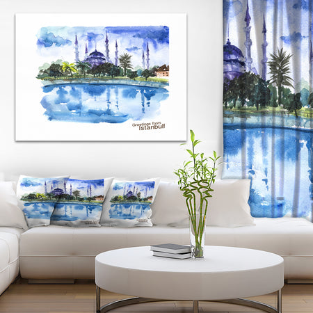 Istanbul Hand'drawn Illustration - Cityscape Painting Canvas Print