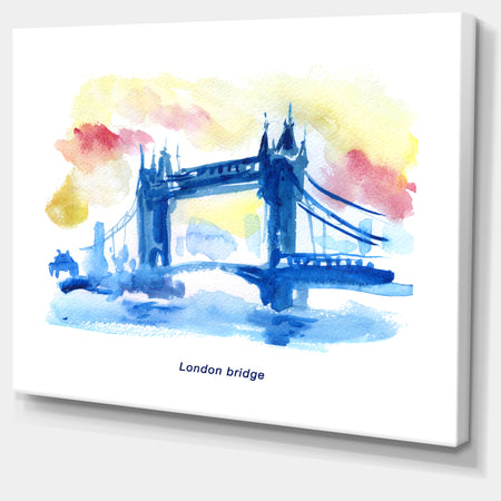 London Hand'drawn Illustration - Cityscape Painting Canvas Print