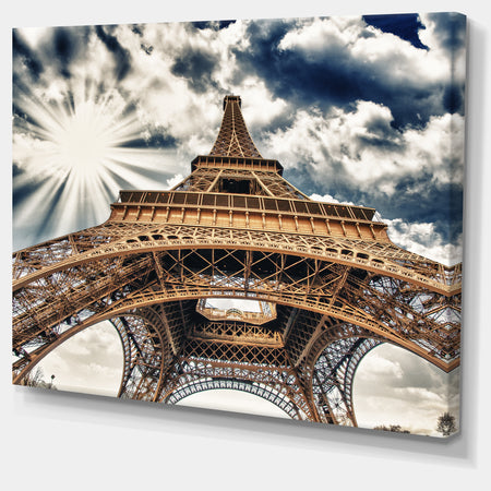 Fisheye View of Eiffel Tower - Cityscape Digital Art Canvas Print