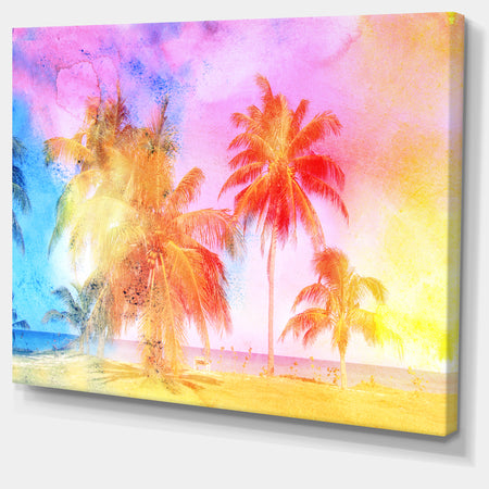High'rise Retro Palm Trees - Landscape Painting Canvas Print