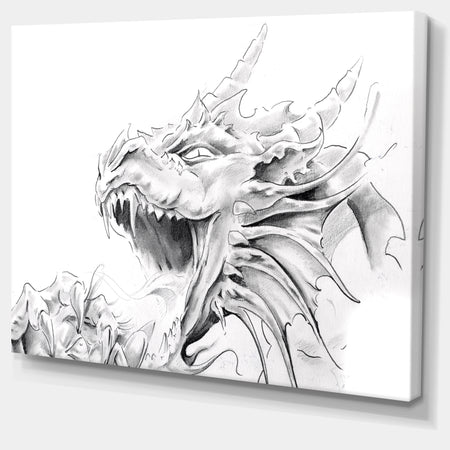Dragon Tattoo Sketch - Digital Art Canvas Print
