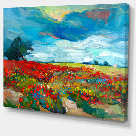 Colorful Flower Fields - Landscape Painting Canvas Print