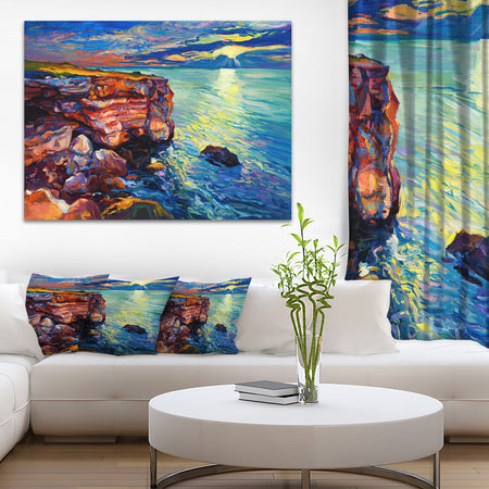 Beautiful Ocean and Cliffs - Seascape Painting Canvas Print