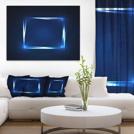 Neon Shape Blue - Abstract Digital Art Canvas Print