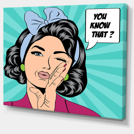 Woman in Comic Style - Portrait Digital Art Canvas Print