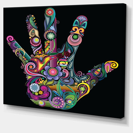 Rainbow Hand with Multi Colors - Abstract Digital Art Canvas Print