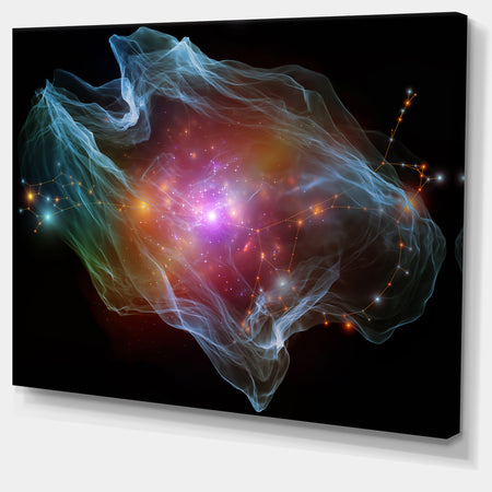 Purple Lights of Network - Abstract Digital Art Canvas Print