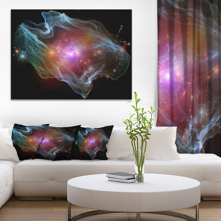 Purple Lights of Network - Abstract Digital Art Canvas Print