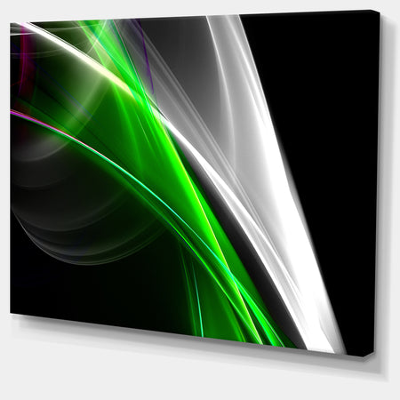 Fractal Lines Green White - Abstract Digital Art Canvas Print