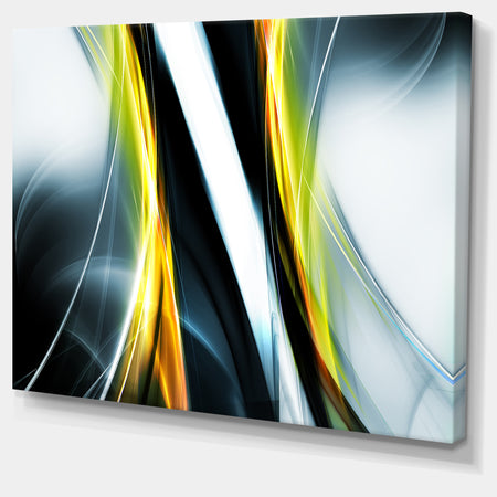 Fractal Lines Yellow White - Abstract Digital Art Canvas Print