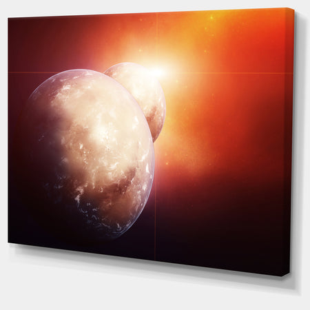 Planets with Rising Star - Modern Spacescape Canvas Print