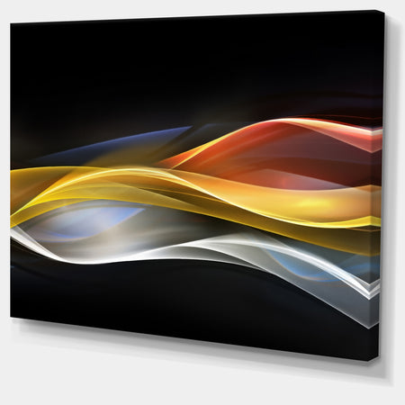 3D Gold Silver Wave Design - Abstract Digital Art Canvas Print