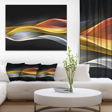 3D Gold Silver Wave Design - Abstract Digital Art Canvas Print