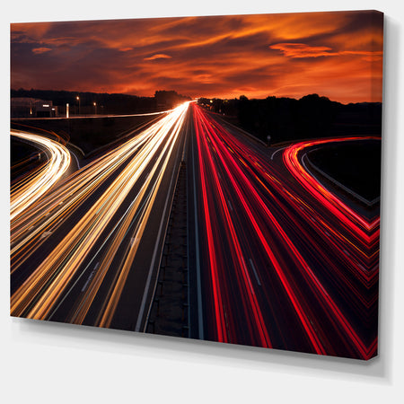 Speed Traffic Trails - Cityscape Digital Art Canvas Print