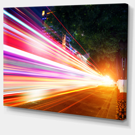 Expressway Light Trails - Cityscape Photo Canvas Art Print
