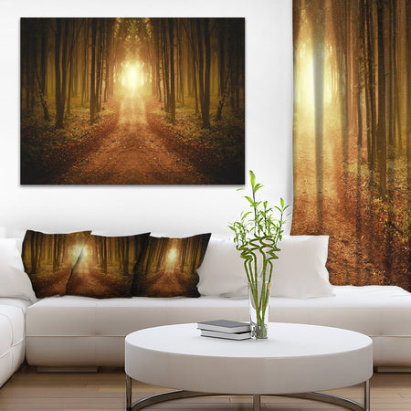 Road in Symmetrical Forest - Landscape Photo Canvas Print