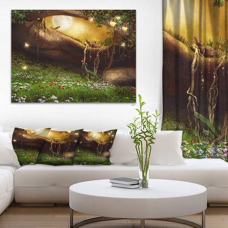 Enchanted Cave with Flowers - Landscape Digital Canvas Print