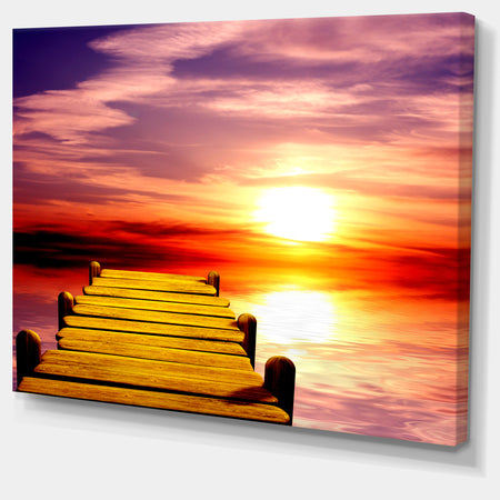 Burning Sunset in Blue Sky - Seascape Photo Canvas Print