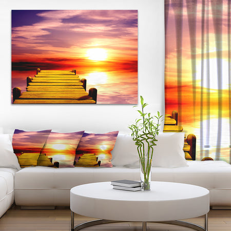 Burning Sunset in Blue Sky - Seascape Photo Canvas Print