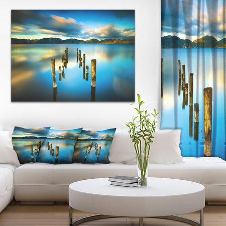 Cloudy Lake with Broken Pier - Seascape Photo Canvas Print