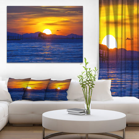Old Wooden Pavilion in Sea - Seascape Photo Canvas Print