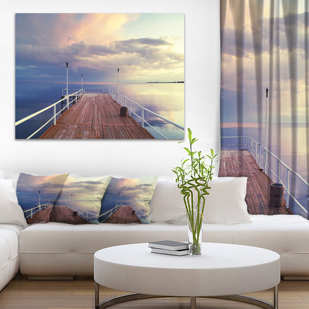 Pier Under Bright Sky - Seascape Photo Canvas Print