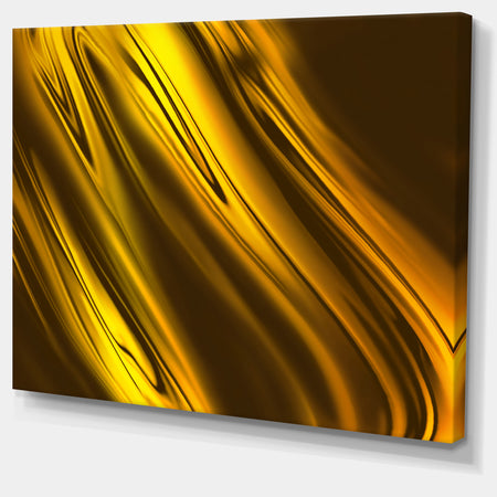 Yellow Liquid Gold Design - Abstract Digital Art Canvas Print