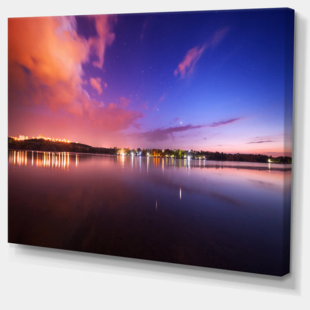 Night Sky Reflection in River - Landscape Photo Canvas Print