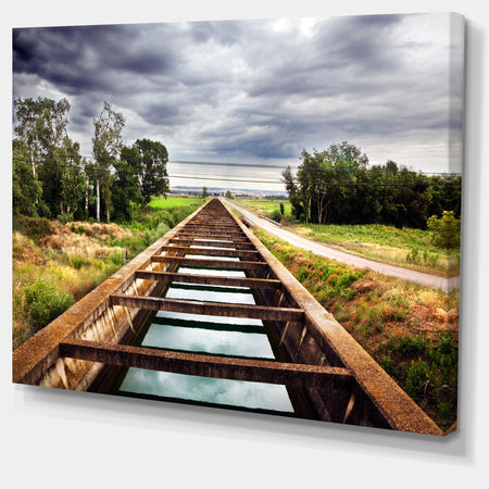 Water Channel and Trees - Landscape Photo Canvas Art Print