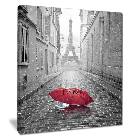 Eiffel View from Paris Street - Cityscape Photo Canvas Art Print