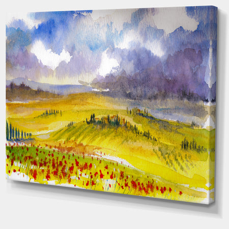 Beautiful Tuscan Hills Italy - Landscape Painting Canvas Print